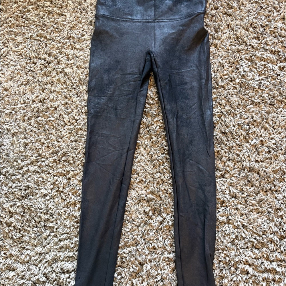SPANX Black Faux-Leather Leggings